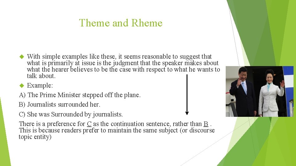 Theme and Rheme With simple examples like these, it seems reasonable to suggest that