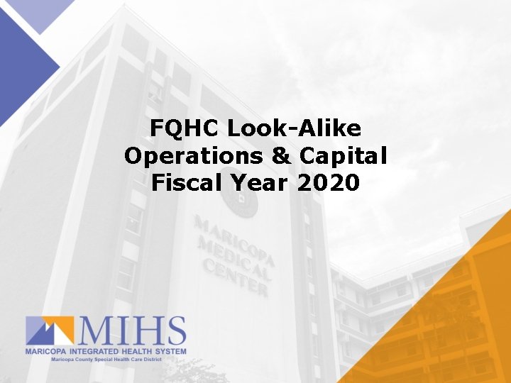 FQHC Look-Alike Operations & Capital Fiscal Year 2020 