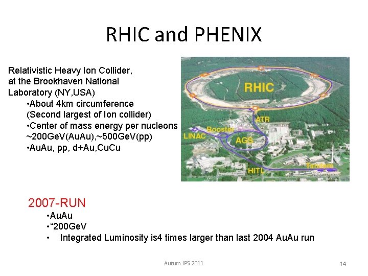 RHIC and PHENIX Relativistic Heavy Ion Collider, at the Brookhaven National Laboratory (NY, USA)