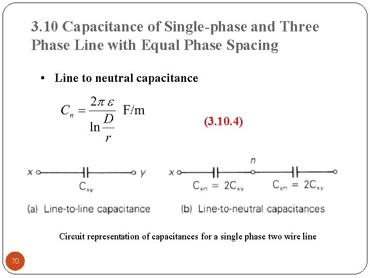 3. 10 Capacitance of Single-phase and Three Phase Line with Equal Phase Spacing •