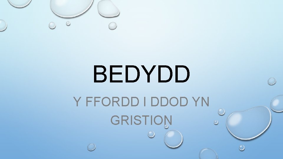 BEDYDD Y FFORDD I DDOD YN GRISTION 