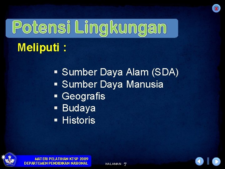 x Meliputi : § § § Sumber Daya Alam (SDA) Sumber Daya Manusia Geografis