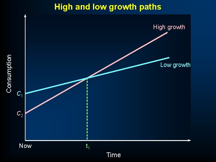 High and low growth paths Consumption High growth Low growth C 1 C 2