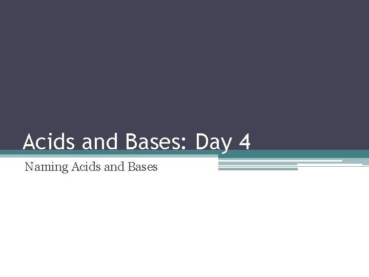 Acids and Bases: Day 4 Naming Acids and Bases 