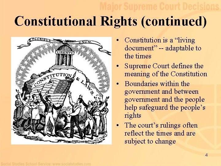 Constitutional Rights (continued) • Constitution is a “living document” -- adaptable to the times