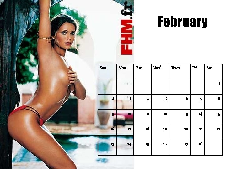 February Sun Mon Tue Wed Thurs Fri Sat 1 2 3 4 5 6