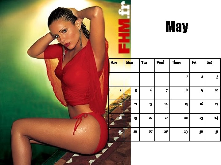 May Sun Mon Tue Wed Thurs Fri Sat 1 2 3 4 5 6