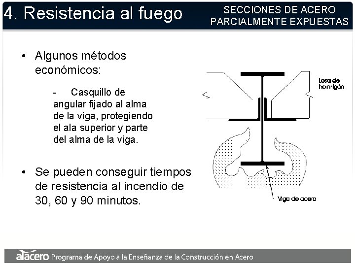 4. Resistencia al fuego • Algunos métodos económicos: - Casquillo de angular fijado al