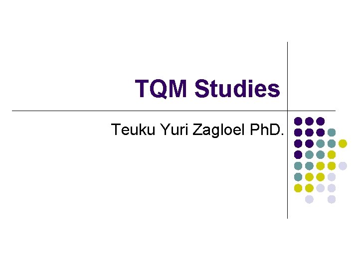 TQM Studies Teuku Yuri Zagloel Ph. D. 