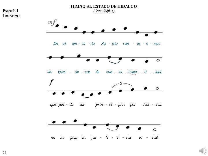 HIMNO AL ESTADO DE HIDALGO Estrofa I 1 er. verso (Guía Gráfica) En las HIMNO AL ESTADO DE HIDALGO Estrofa I 1 er. verso (Guía Gráfica) En las