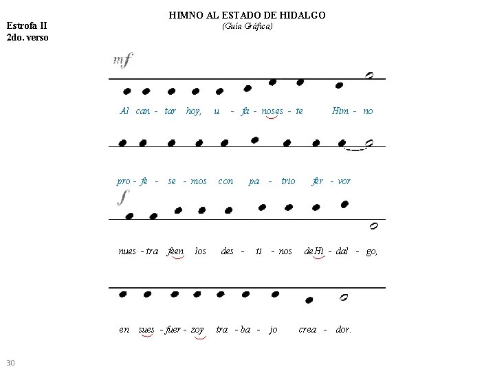 HIMNO AL ESTADO DE HIDALGO Estrofa II 2 do. verso (Guía Gráfica) Al can HIMNO AL ESTADO DE HIDALGO Estrofa II 2 do. verso (Guía Gráfica) Al can