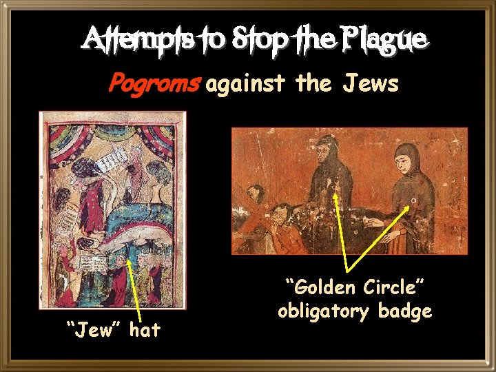 Attempts to Stop the Plague Pogroms against the Jews “Jew” hat “Golden Circle” obligatory