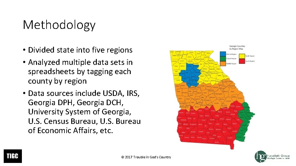 Methodology • Divided state into five regions • Analyzed multiple data sets in spreadsheets Methodology • Divided state into five regions • Analyzed multiple data sets in spreadsheets