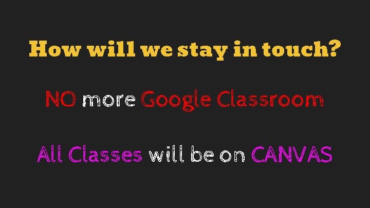 How will we stay in touch? NO more Google Classroom All Classes will be