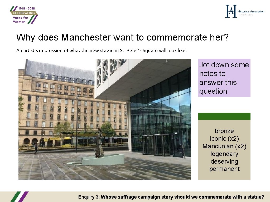 Why does Manchester want to commemorate her? An artist’s impression of what the new