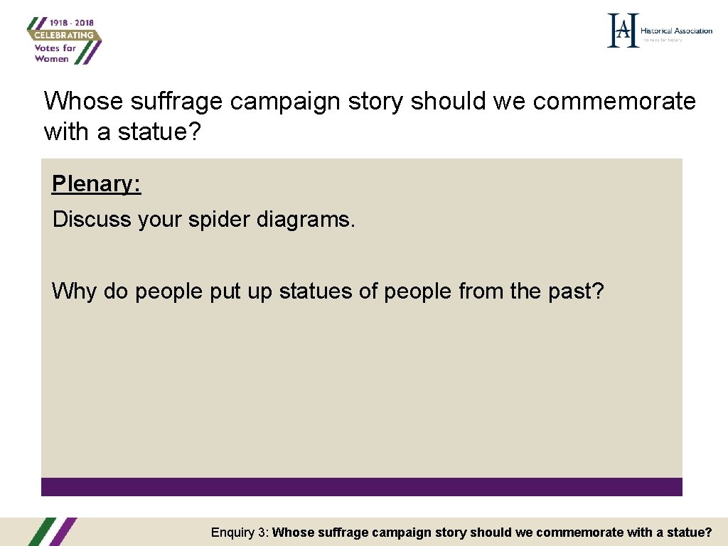 Whose suffrage campaign story should we commemorate with a statue? Plenary: Discuss your spider