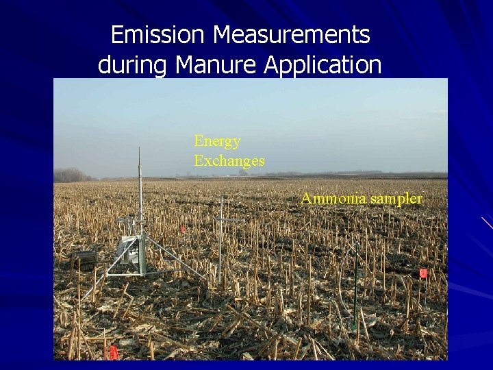 Emission Measurements during Manure Application Energy Exchanges Ammonia sampler Emission Measurements during Manure Application Energy Exchanges Ammonia sampler