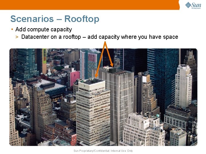 Scenarios – Rooftop • Add compute capacity > Datacenter on a rooftop – add