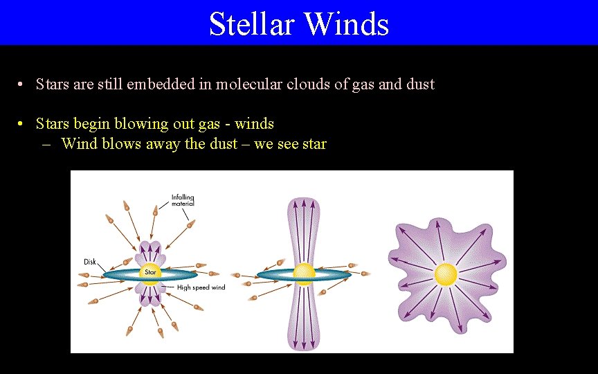 Stellar Winds • Stars are still embedded in molecular clouds of gas and dust