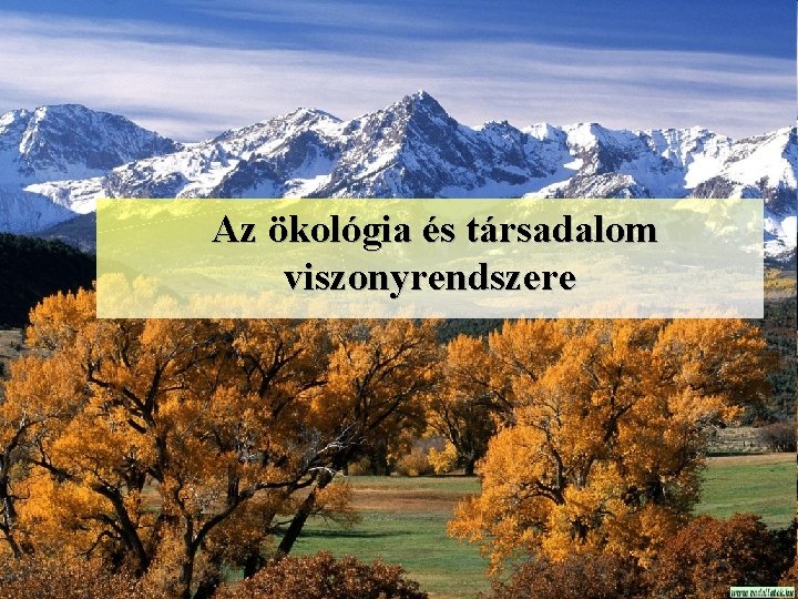 Az ökológia és társadalom viszonyrendszere 