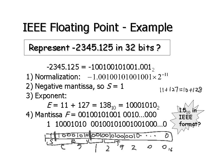 IEEE Floating Point - Example Represent -2345. 125 in 32 bits ? -2345. 125