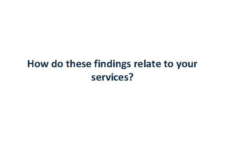 How do these findings relate to your services? 