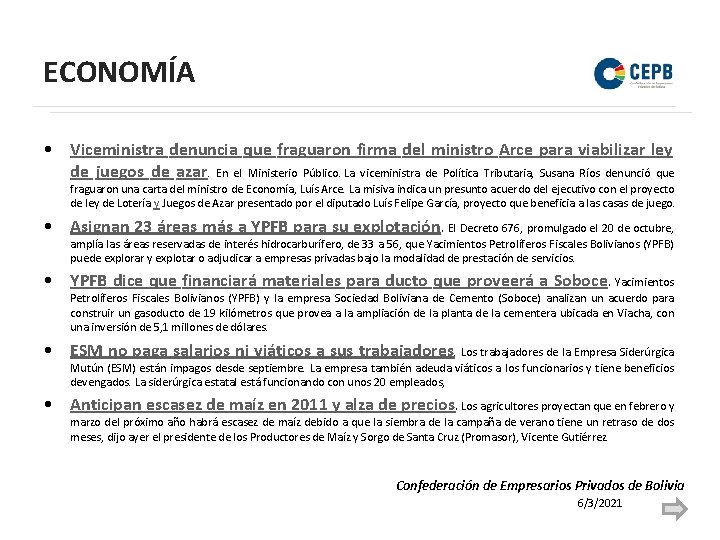 ECONOMÍA • Viceministra denuncia que fraguaron firma del ministro Arce para viabilizar ley de