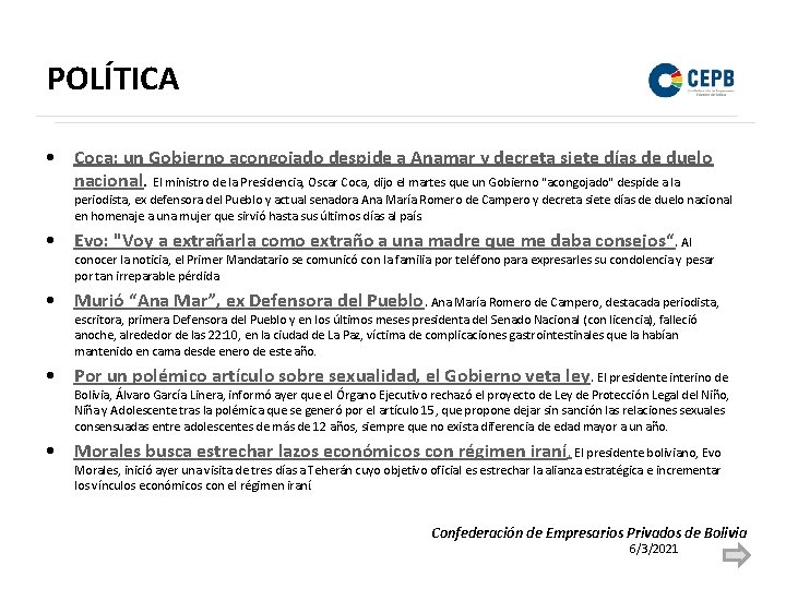 POLÍTICA • Coca: un Gobierno acongojado despide a Anamar y decreta siete días de