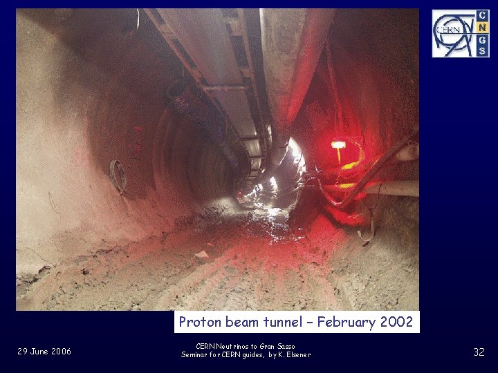 Proton beam tunnel – February 2002 29 June 2006 CERN Neutrinos to Gran Sasso