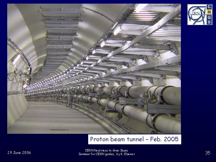 Proton beam tunnel – Feb. 2005 29 June 2006 CERN Neutrinos to Gran Sasso