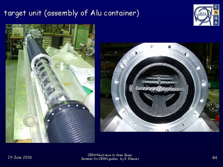 target unit (assembly of Alu container) 29 June 2006 CERN Neutrinos to Gran Sasso