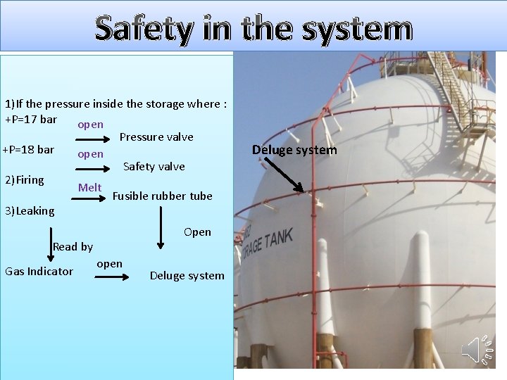 Safety in the system 1)If the pressure inside the storage where : +P=17 bar