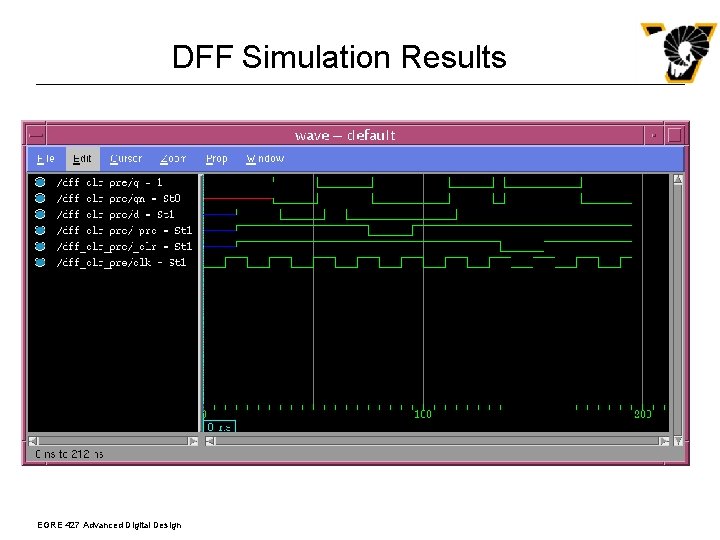 DFF Simulation Results EGRE 427 Advanced Digital Design 
