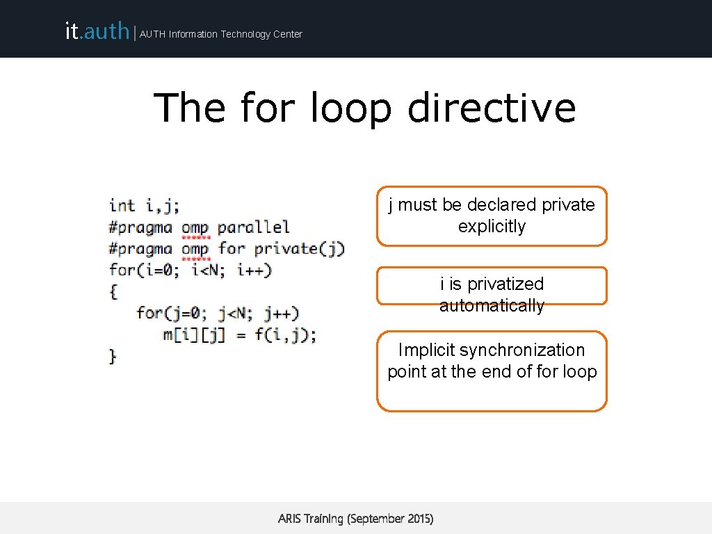 it. auth | AUTH Information Technology Center The for loop directive j must be