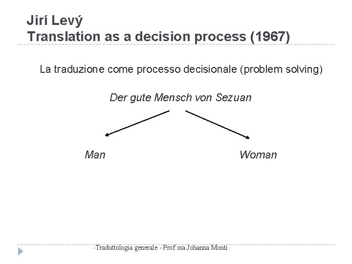 Jirí Levý Translation as a decision process (1967) La traduzione come processo decisionale (problem