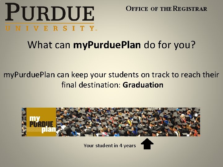 OFFICE OF THE REGISTRAR What can my. Purdue. Plan do for you? my. Purdue.