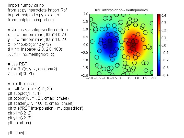 import numpy as np from scipy. interpolate import Rbf import matplotlib. pyplot as plt