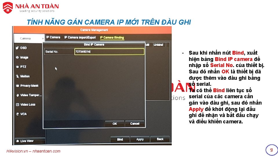 TÍNH NĂNG GÁN CAMERA IP MỚI TRÊN ĐÀU GHI - Sau khi nhấn nút