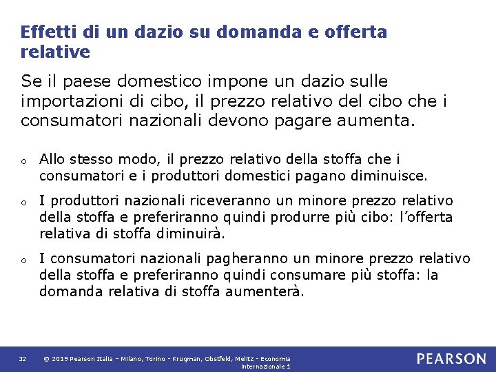 Effetti di un dazio su domanda e offerta relative Se il paese domestico impone