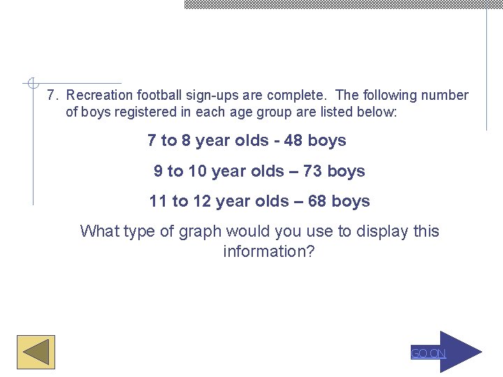 7. Recreation football sign-ups are complete. The following number of boys registered in each
