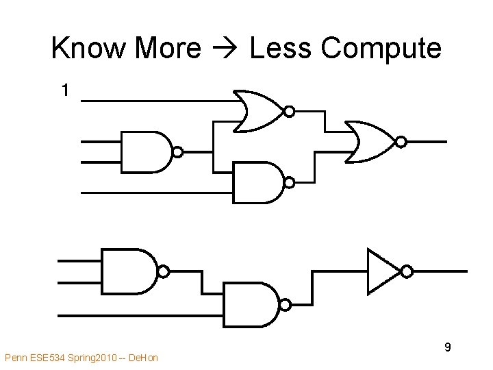 Know More Less Compute Penn ESE 534 Spring 2010 -- De. Hon 9 