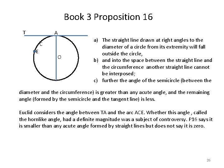 Book 3 Proposition 16 T A C E O a) The straight line drawn