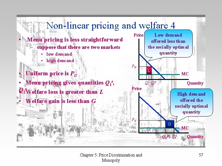 Non-linear pricing and welfare 4 • Menu pricing is less straightforward Price – suppose
