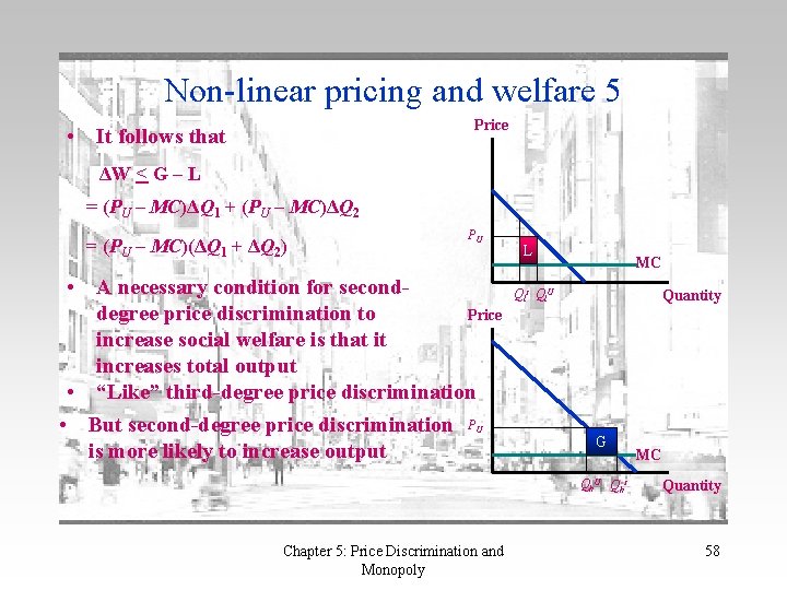 Non-linear pricing and welfare 5 Price • It follows that ΔW < G –