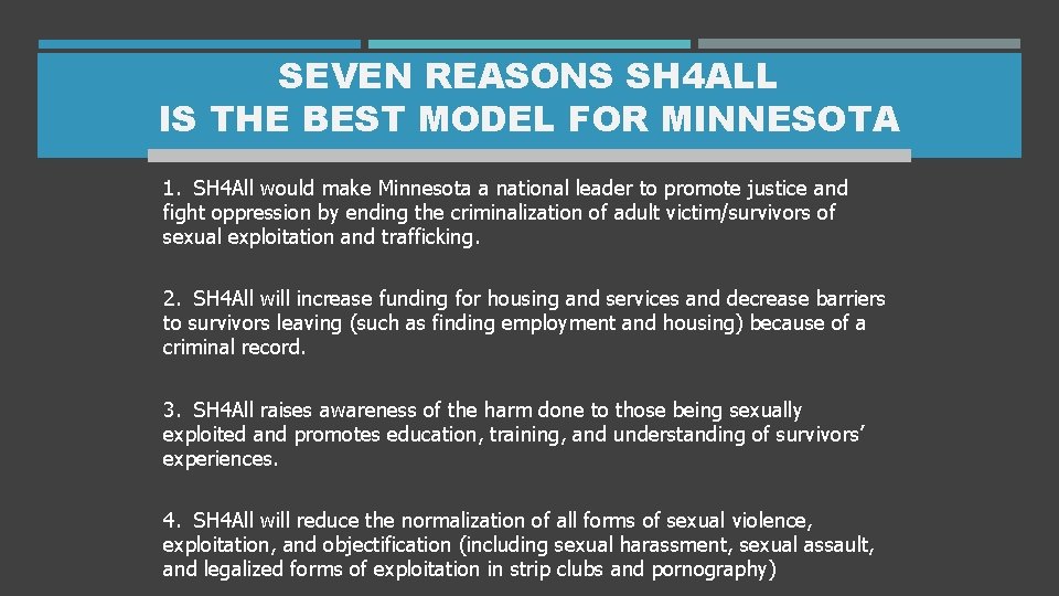 SEVEN REASONS SH 4 ALL IS THE BEST MODEL FOR MINNESOTA 1. SH 4 SEVEN REASONS SH 4 ALL IS THE BEST MODEL FOR MINNESOTA 1. SH 4
