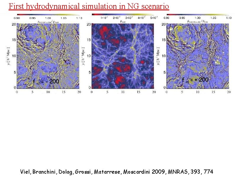 First hydrodynamical simulation in NG scenario f nl = - 200 f nl =