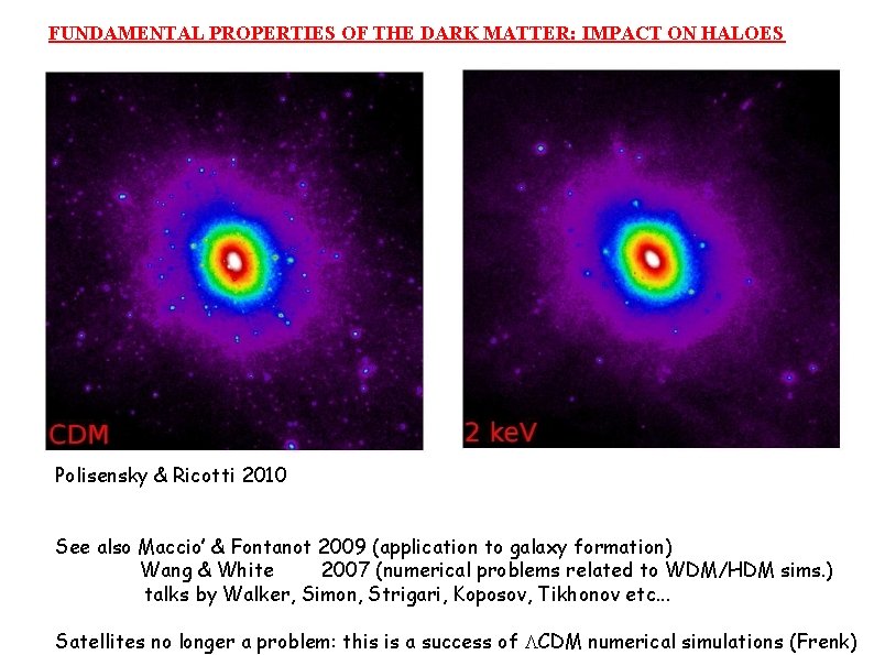 FUNDAMENTAL PROPERTIES OF THE DARK MATTER: IMPACT ON HALOES Polisensky & Ricotti 2010 See