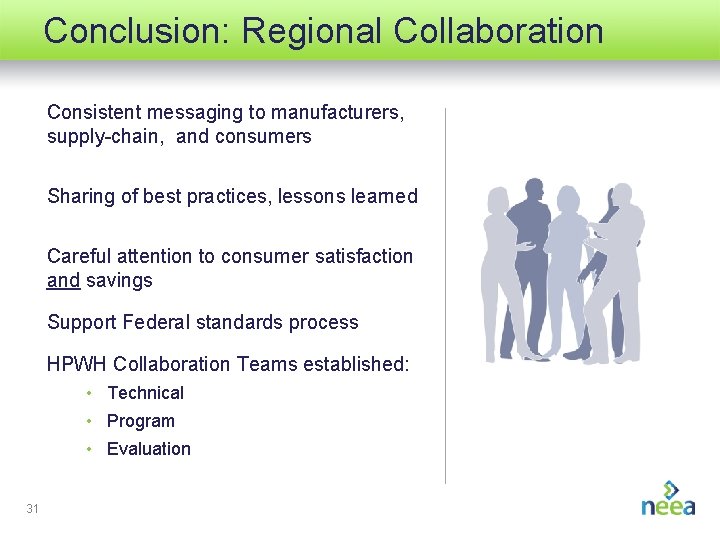 Conclusion: Regional Collaboration Consistent messaging to manufacturers, supply-chain, and consumers Sharing of best practices,