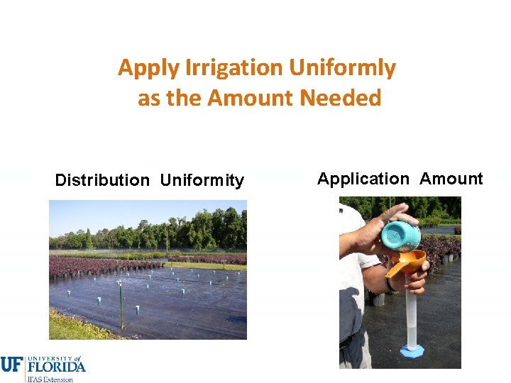 Apply Irrigation Uniformly as the Amount Needed Distribution Uniformity Application Amount 