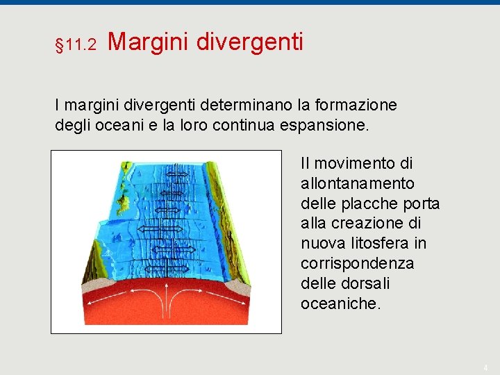 § 11. 2 Margini divergenti I margini divergenti determinano la formazione degli oceani e